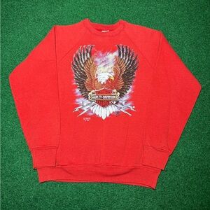 3D Emblem Harley Davidson Large Red Crewneck Vintage 80s 90s 20x26 Sweatshirt
